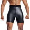 Men Leather Stretchy Casual Biker Club Party Body Shaper Trainer High Waist Leggings Fiess Pts Pants With Pockets