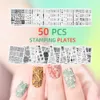 Stickers Decals 50pcs/set Nail Art Templates Stamping Plate Flower Animals Christmas Pattern Design Stamping Nail Art Image Stencil Plates 231202