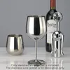 Mugs 2Pcs Stainless Steel Wine Glass Metal Wineglass Champagne Cocktail Goblet Unbreakable Beer Cup Party Wedding Toasting Drinkware 231207