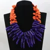 Colares Pingente Lindo Laranja e Teal Azul Barroco Coral Colar Moda Africano Casamento Beads Festa Nupcial Jóias 2023 PJW194