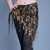 Scene Wear Women Belly Dance Costume Triangle Belts paljetter Tassel Hip Scarves