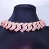 Bijoux Hip Hop 20mm 24 pouces, chaîne cubaine glacée, collier à 3 rangées, chaîne à maillons cubains en or Rose LL