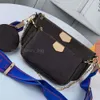 Felicie pochette kedjor axelpåsar mode detalj läder dam koppling crossbody handväskor kvinnor bärbara klaffdesigner plånböcker tre delar brun