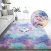 Carpets Rainbow Fluffy Carpet For Living Room Plush Rug Bedroom Colorful Girl Christmas Decoration House Interior Warm Floor Mat 231207