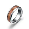 Fashion Nature 8mm Wood Inlay Tungsten Wedding Ring For Men High Polished Men Stainless Steel Engagement Ring Men Wedding Band