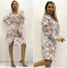 New luxury desinger Women's Casual printed flowers white dress blouses shirts single breasted fashion top above knee Shirts party dress