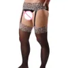 Collants léopard Sexy pour hommes, bas transparents sans entrejambe, culotte fétiche, sous-vêtements masculins, Lingerie, livraison directe