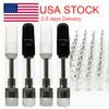 USA Stock Vape Cartridges 1 ml Tjock olja Atomizers E-cigarettvagnar Tom platt skruv i spetsar Keramisk spole förångare Vit Svart 510 Tråd Atomizer 2 dagars leverans