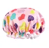 Kids Girls Boys Waterproof Shower cap Baby bathroom hair caps Silky Satin Bonnet Cap Turban Hat Cartoon Print Night Sleep Cap