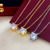 Single Diamond Pendant Neckor for Women Men Designer Jewellery Silver Rose Gold Chain Charm Coar Engagement Wedding Party Anniversary