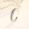 Solitaire Ring Huisept Fashion Ring 925 Silver smycken Sapphire Zircon Gemstones Ornament Rings for Female Wedding Promise Party Present Partihandel YQ231207