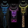 Party Hats s LED -festival Rave Light Cosplay Vendetta Guy Fawkes Flash Suit El Hat Glowing Tie Neon Mask Bar Dance Supplies 231207