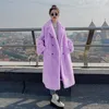 여자 모피 RDMQ 2023 4XL 겨울 여성 따뜻한 가짜 코트 우아한 두꺼운 이중 가슴 장거리 재킷 한국 패션 외투