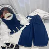 Set di abbigliamento Vestiti per ragazze Moda Ragazza per bambini Denim Jeans Gilet e pantaloni a gamba larga Completo per bambini Bambino 2 12 anni 231207