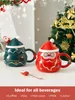 Mokken Leeseph Keramische koffiemok 16oz Kerstmis met kerstmuts, deksel en lepel voor meisjesvrienden 231207