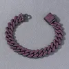 Link Armbänder ULJ Hip Hop Glänzende Kubanische Kette Frauen Männer Schwarz Lila Grün Farbe Strass Iced Out Punk Armband Schmuck