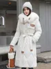 Trenchs de femmes manteaux veste d'hiver vêtements rembourrés de coton rembourrage en coton longs parkas mode taille serrage cravates manteau femmes