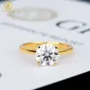 Estilo clássico 10k 14k 18k ouro s925 tira 2ct vvs anel de moissanite configuração de pinos femininos joias finas anéis de casamento