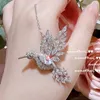 Pendants 925 Sterling Silver Sparkling White Zircon Hummingbird Pendant Necklace With Chain Creative Chokers Animal Jewelry