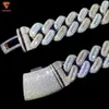 Nouveau design glacé Hiphop hommes en argent sterling 925 bijoux Vvs Moissanite Baguette diamants chaîne cubaine 26mm collier bicolore