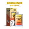 Original HAPP Puffs 6k Vape Crystal Bar Vaper 6000 7000 9k 10k Puff Vape cigarette électronique jetable 2% 5% ejuice Mesh Coil Prérempli 1500mAh détachable einweg zigarettens