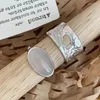 Pierścienie klastra BF Club 925 Srebrny pierścień dla kobiet owalny kamień pusty prosty otwartego vintage ręcznie robione przyjęcie urodzinowe przyjęcie urodzinowe