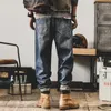 Мужские джинсы 2023, тяжелые ретро-рабочие осенне-зимние прямые свободные широкие повседневные брюки, классические мужские брюки