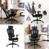 Bedroom Furniture Ergonomic Mesh Office Chair With 2D Adjustable Armrest High Back Desk Computer Black Drop Delivery Home Garden Dh14O