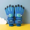 Children's ski gloves with plush and thick insulation, non slip gloves, cartoon waterproof and cold resistant for boys and girls