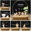 Dekorativa föremål Figurer Personlig Baby Birth Night Light Anpassad Namn Animal Elephant Lion With USB Wood Bas Lamp för sovrum Bord Rainbow Decor 231207