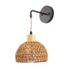 Wall Lamp Light Handmade Shade Rattan Sconce For Restaurant Entrance Reading