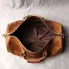 Duffel Çantalar Erkekler Deri Seyahat Çantası Vintage Brown Cowhide Bagaj Çanta Man Taşınan Handbag Haftası Torbası Dumle Çantası ile Ayakkabı Bölmesi 231207