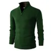 Pull Polo décontracté pour hommes, coupe cintrée, pull à manches longues, tissu tricoté, fermeture éclair, col montant, 564