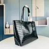 Women Shopping Bag Crocodile Leather Casual Large Tote Bag Lady Shoulder Handbag Underarm Shoulder Bag Light Beach Bags Detachable Zipped Purse Magnetic Snap Tab