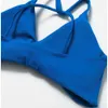 Lu lu yoga outfit cor sólida feminino fitness sutiã esportivo colete superior tanque frente centro plissado cruz de volta com almofada no peito treinamento jog