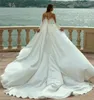 Arabiska Dubai Pearls Wedding Dress 2024 Mermaid Sheer Beading Brudklänningar skräddarsydda delade avtagbara tåg Vestidos de Noiva