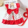 Dog Apparel Red Fashion Sweet Princess Skirt Pet Clothing Dot Dress Dogs Clothes Cat Small Print Cute Thin Summer Puppy Dresses