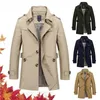 Vestes pour hommes Hommes d'affaires coupe-vent longues vestes pur coton Trench manteaux décontracté printemps automne hiver mode costume Streetwear Blazers 231206