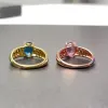 Blue and Pink Topaz 925 Silver Ring 6mmx8mm 1ct Natural Topaz Ring Sterling Silver 18K Gold Plating Topaz smycken