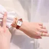Armbanduhren Retro Rechteckige Damenuhr Lässige Mode Luxus Kristall Zifferblatt Diamant Oberfläche Lederband Quarz Tropfen
