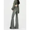 Jeans da donna Micro-large eleganti a vita alta da donna primavera e autunno pantaloni larghi a gamba larga dal design svasato sottile Y2k