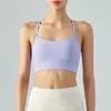 Yoga outfit kvinnor sport bh hängande hals sexig t-back väst med bröstkudd gym fitness topp push up workout tops