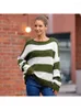 Maglioni da donna maglione oversize 2023 autunno girocollo arricciato moda strisce a blocchi di colore casual maglia allentata streetwear