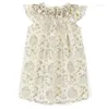 Kız Elbiseler Bebek Yaz Vintage Çiçek Kokulu Prenses Elbise Çocuklar Mesh Dikiş Tatlı Pamuk Doğum Günü Partisi