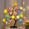 Dekorativa föremål Figurer Led Rose Flower Table Lamp USB Jul Tree Fairy Lights Night Lights Home Party Wedding Bedroom Decoration Mors dag Gift 231207