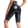 Sexy Hook High Leather Shapewear Slimming Leggings Women Body Shaper Waist Trainer Tummy Control Yoga Shorts With Pocket