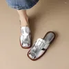 Pantoufles d'été enveloppées à demi-talon bas, chaussures Muller françaises Vintage tissées en cuir souple, sandales polyvalentes creuses
