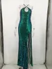 Casual Jurken Sexy Vintage Groene Pailletten Slip Maxi Zomerjurk Vrouwen Club Outfits Bodycon Elegante Zonnejurk Avondfeest Vestido