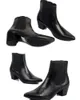 Nouveau 6 cm talon haut en cuir véritable Serpentine bout pointu robe bottes de mariage style japonais passerelle hommes Botas