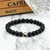 Strand natural preto fosco linha pedra yinyang equilíbrio frisado pulseira feminino taichi cura meditação pulseiraspulsera jóias
